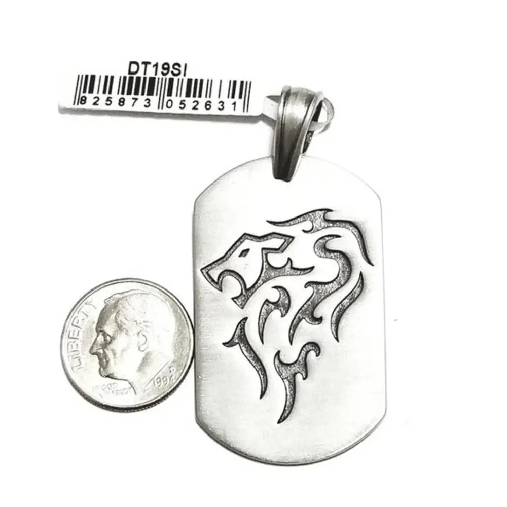 Sentosa Lion‎ Dog Tag Pendant In Silver